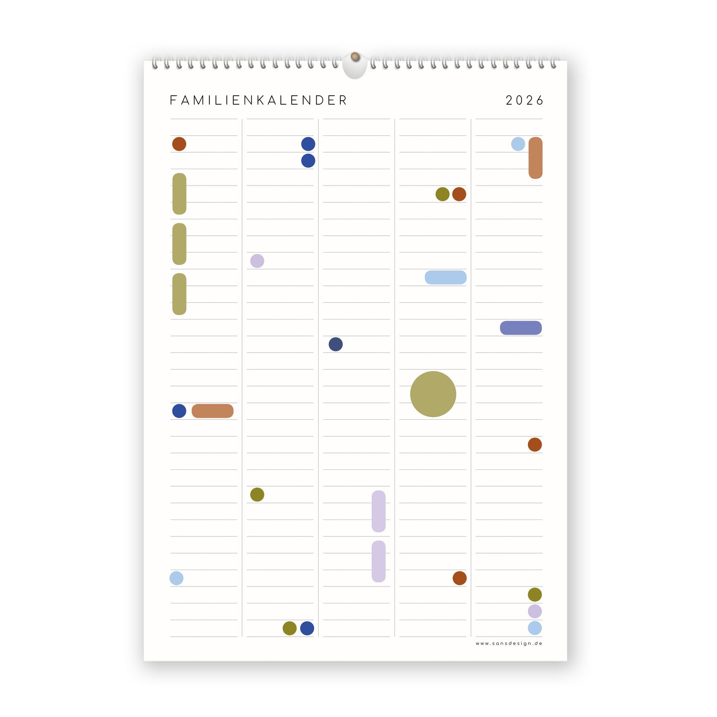 Familienkalender mit Klebepunkten - 2026