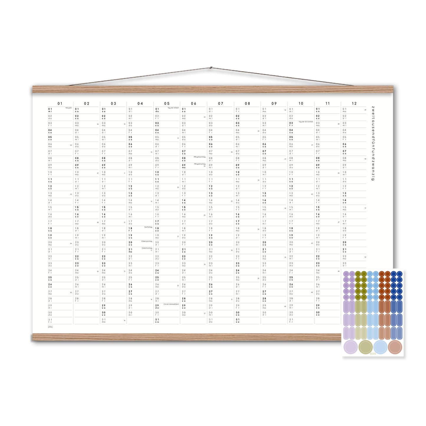 Kalender mit Klebepunkten 2025 - A2 / A1