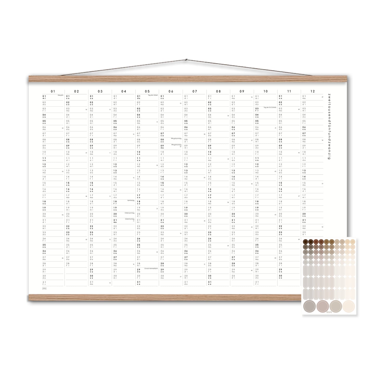 Kalender mit Klebepunkten 2025 - A2 / A1