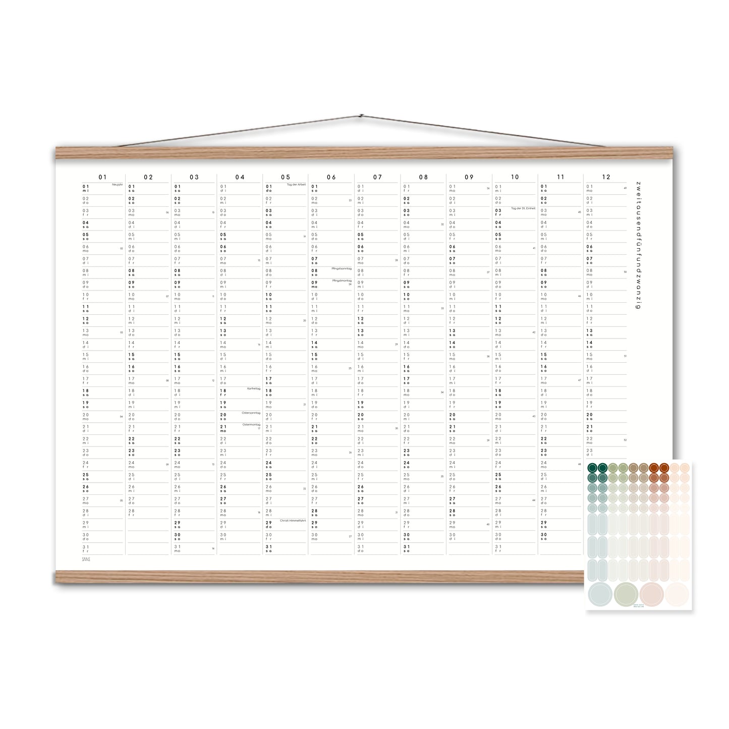 Kalender mit Klebepunkten 2025 - A2 / A1