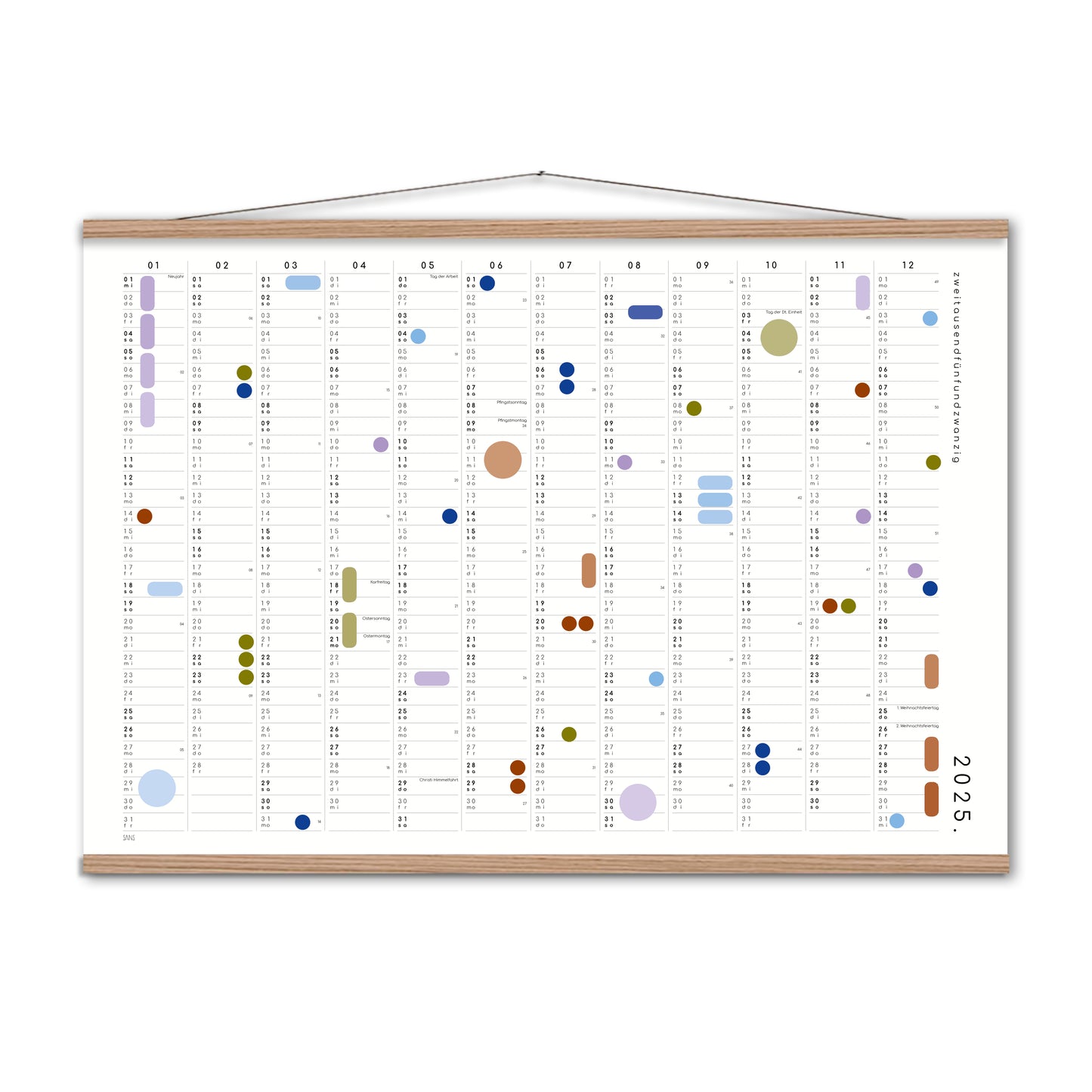 Kalender mit Klebepunkten 2025 - A2 / A1