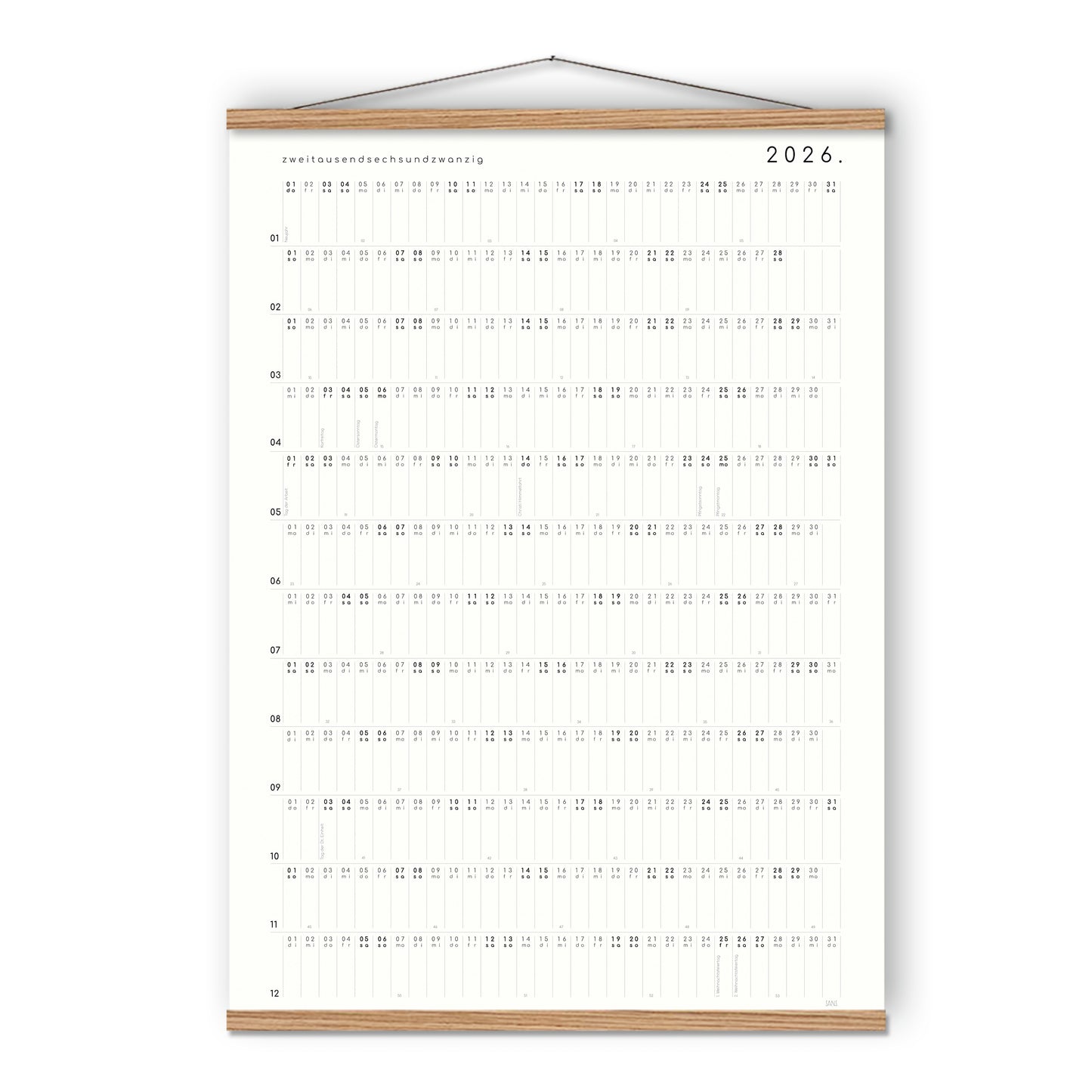 Kalender mit Klebepunkten 2026 - A2 Hochformat