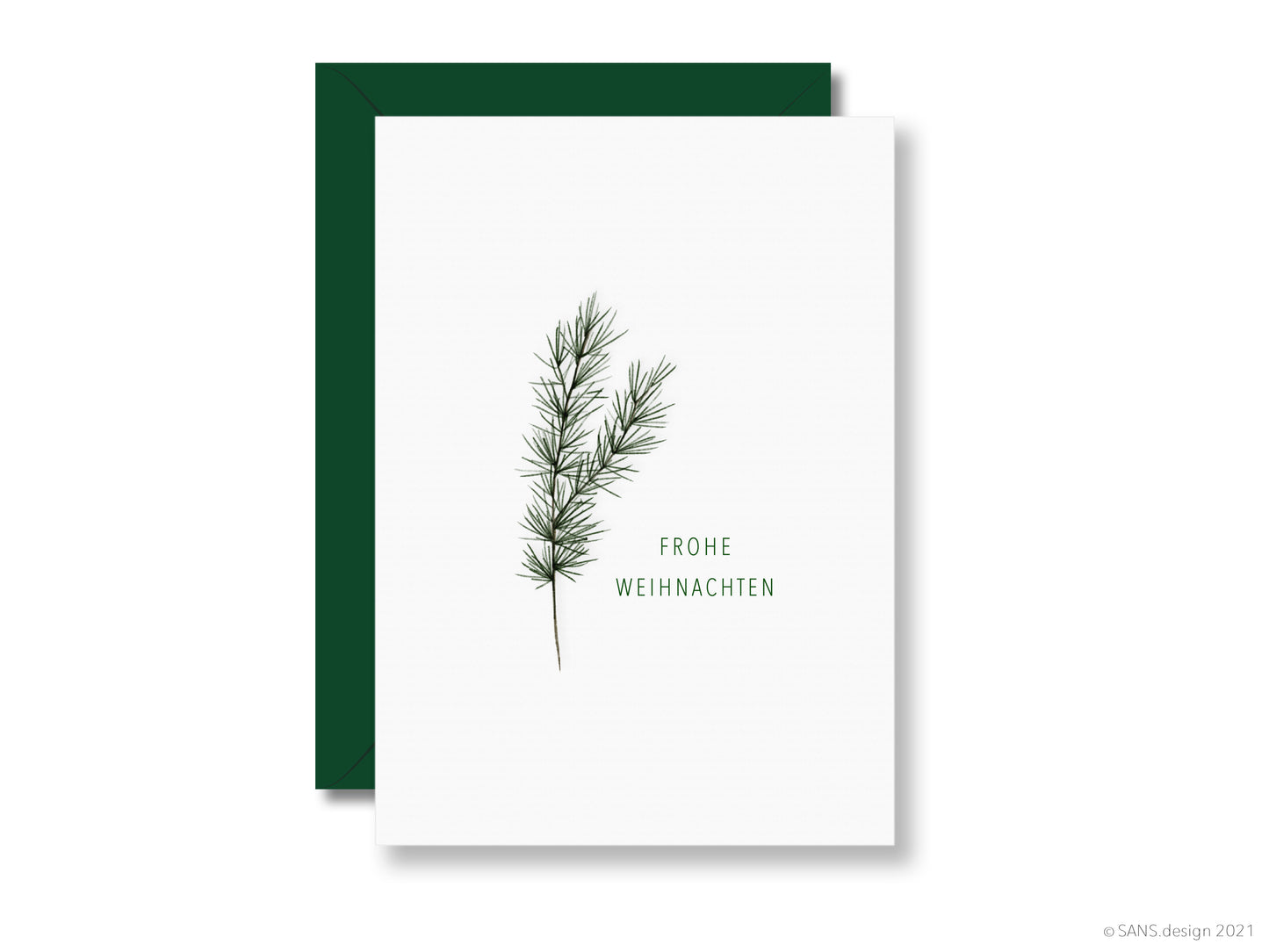 Frohe Weihnachten, Tannenzweig | Post- oder Klappkarte