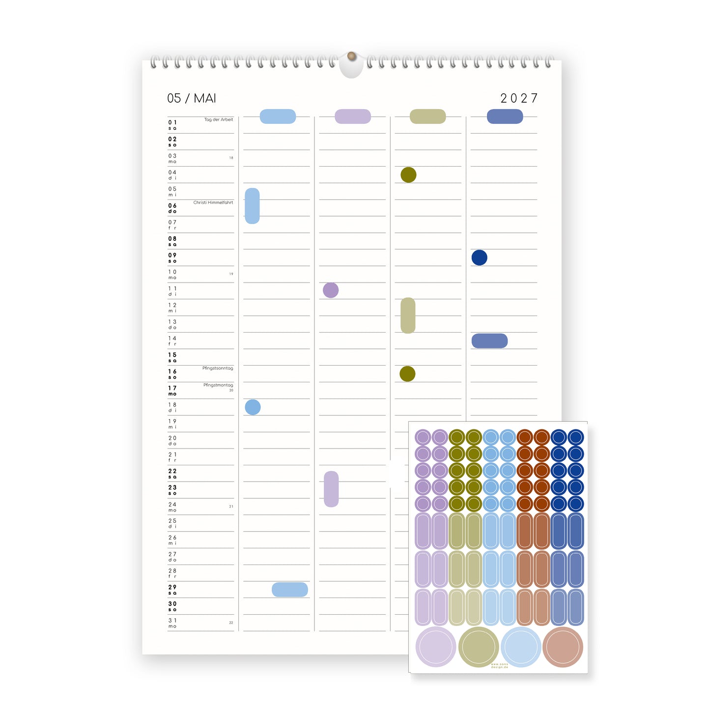 Familienkalender mit Klebepunkten - 2027