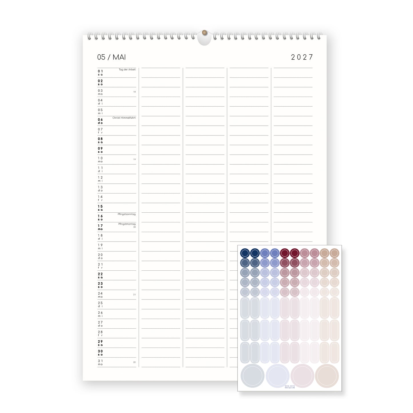 Familienkalender mit Klebepunkten - 2027
