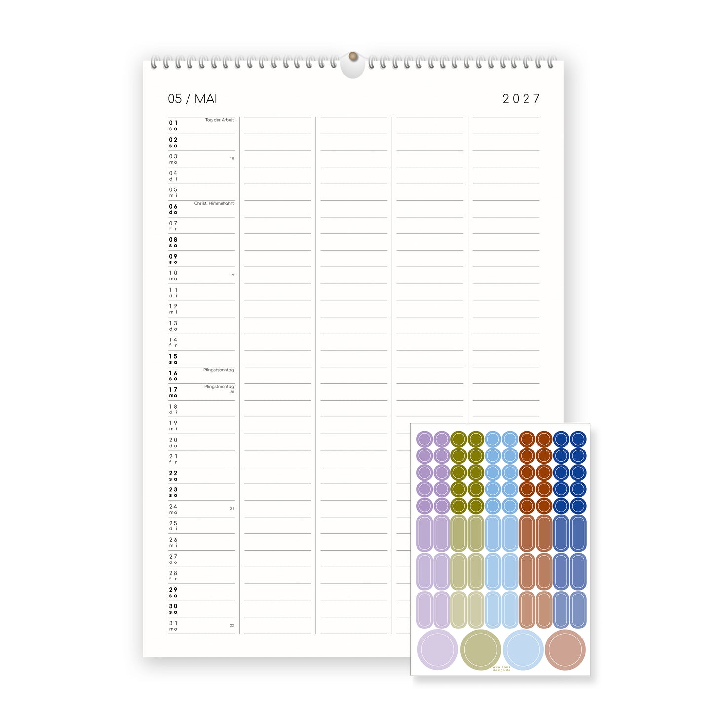 Familienkalender mit Klebepunkten - 2027