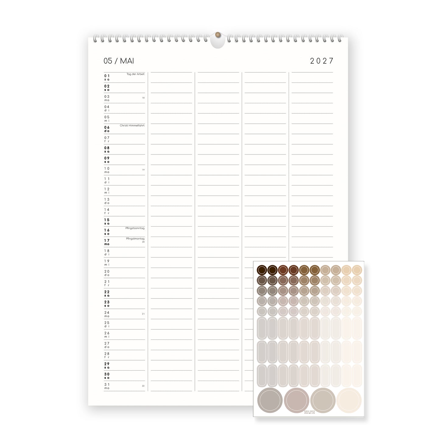 Familienkalender mit Klebepunkten - 2027