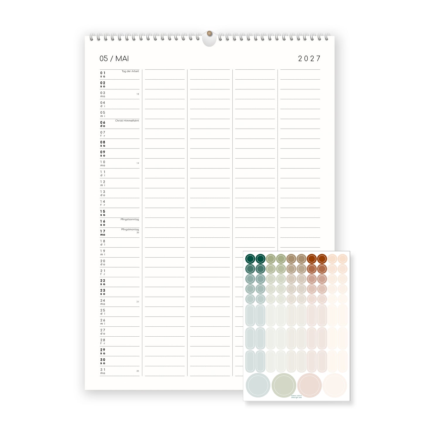 Familienkalender mit Klebepunkten - 2027