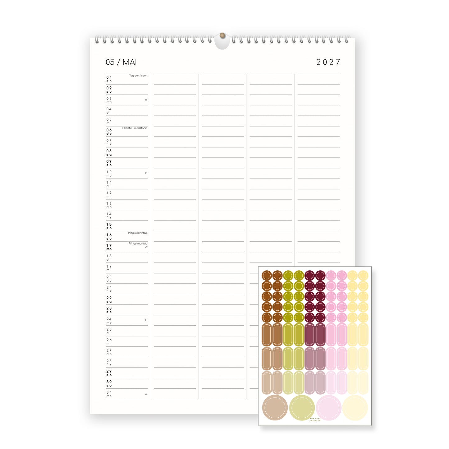 Familienkalender mit Klebepunkten - 2027