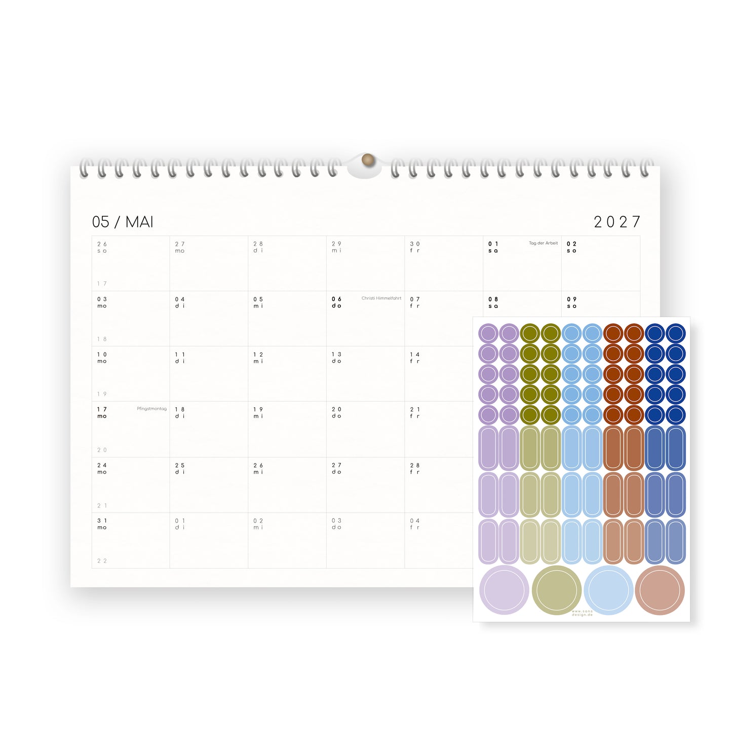 Kalender mit Aufklebern 2027 - A4 / A3