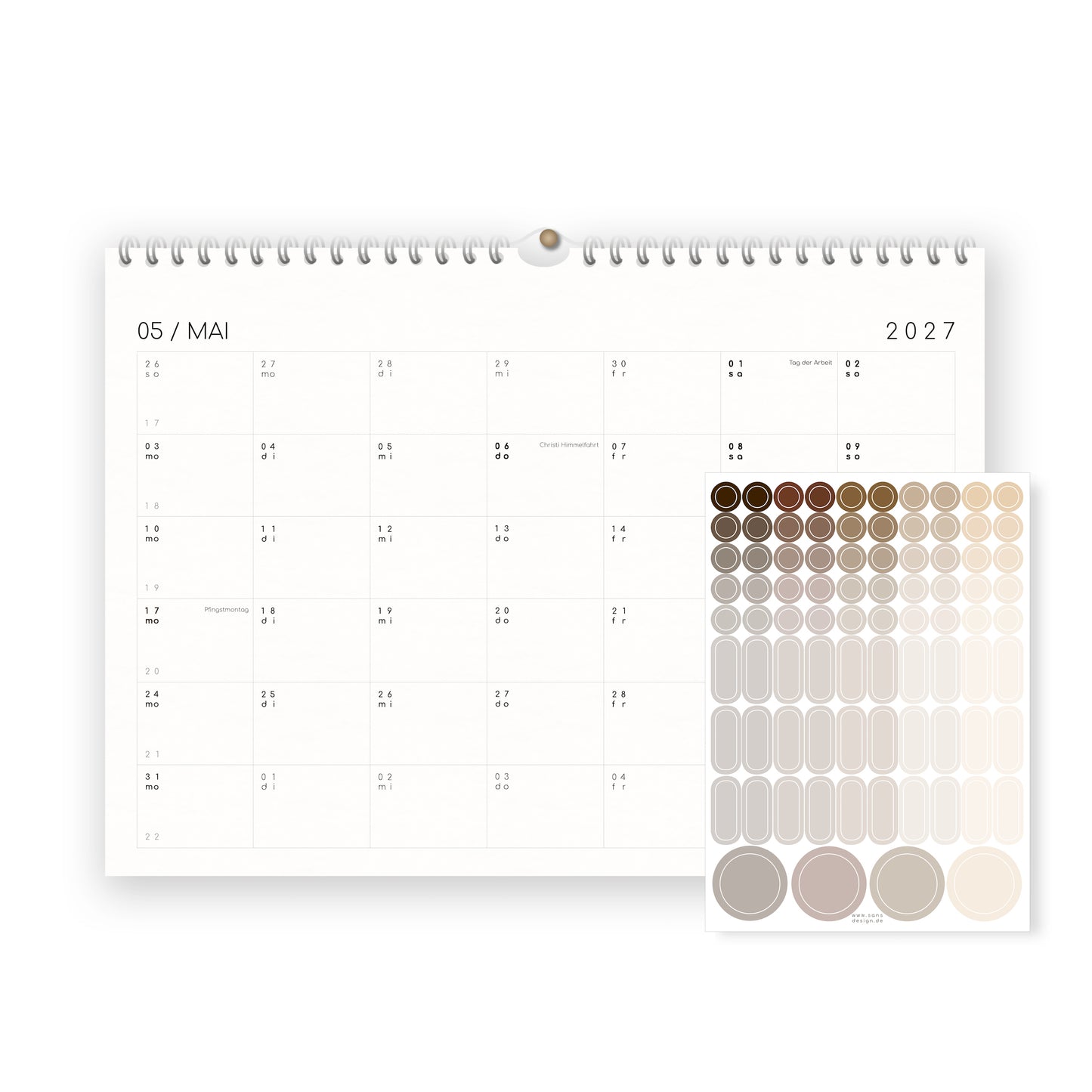 Kalender mit Aufklebern 2027 - A4 / A3