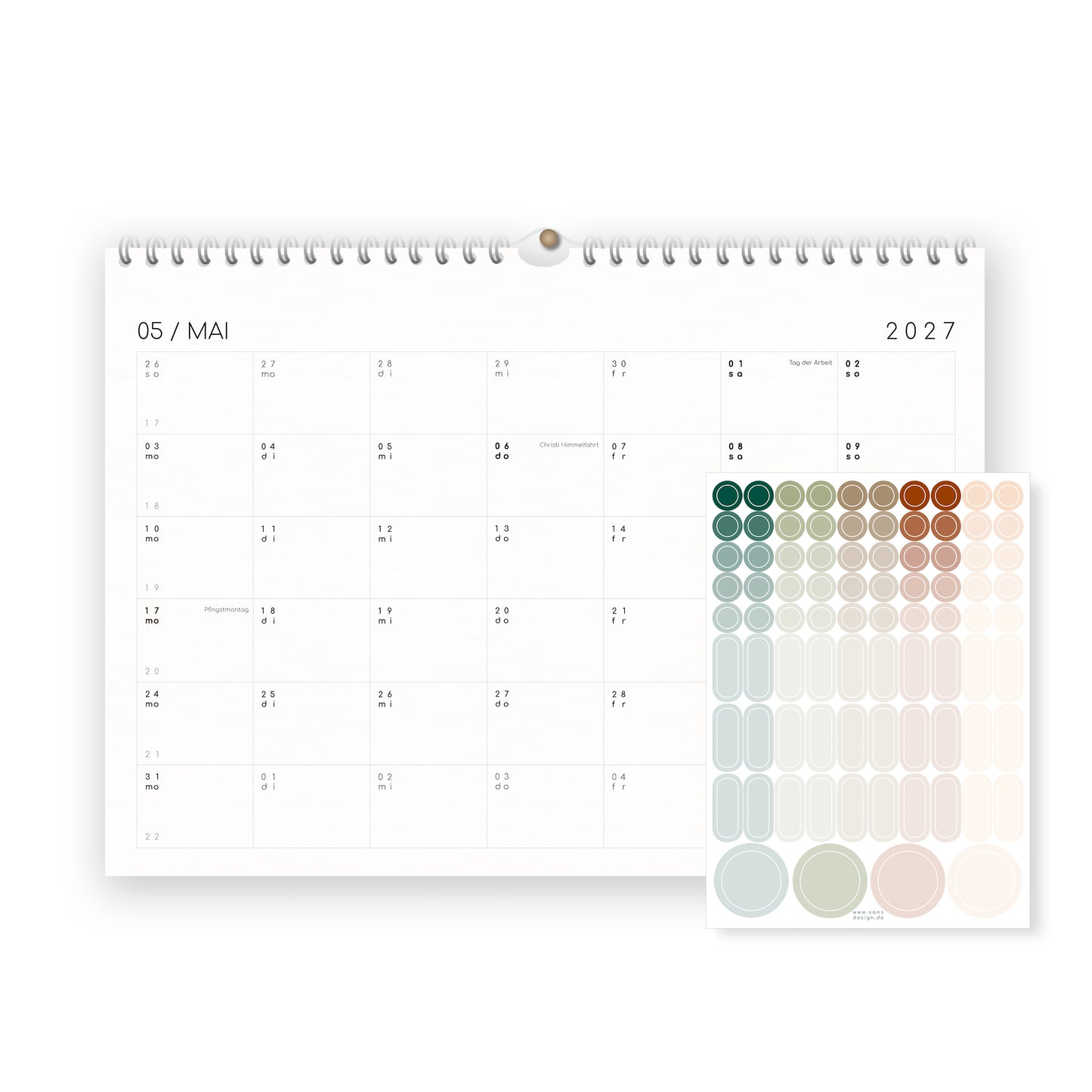 Kalender mit Aufklebern 2027 - A4 / A3