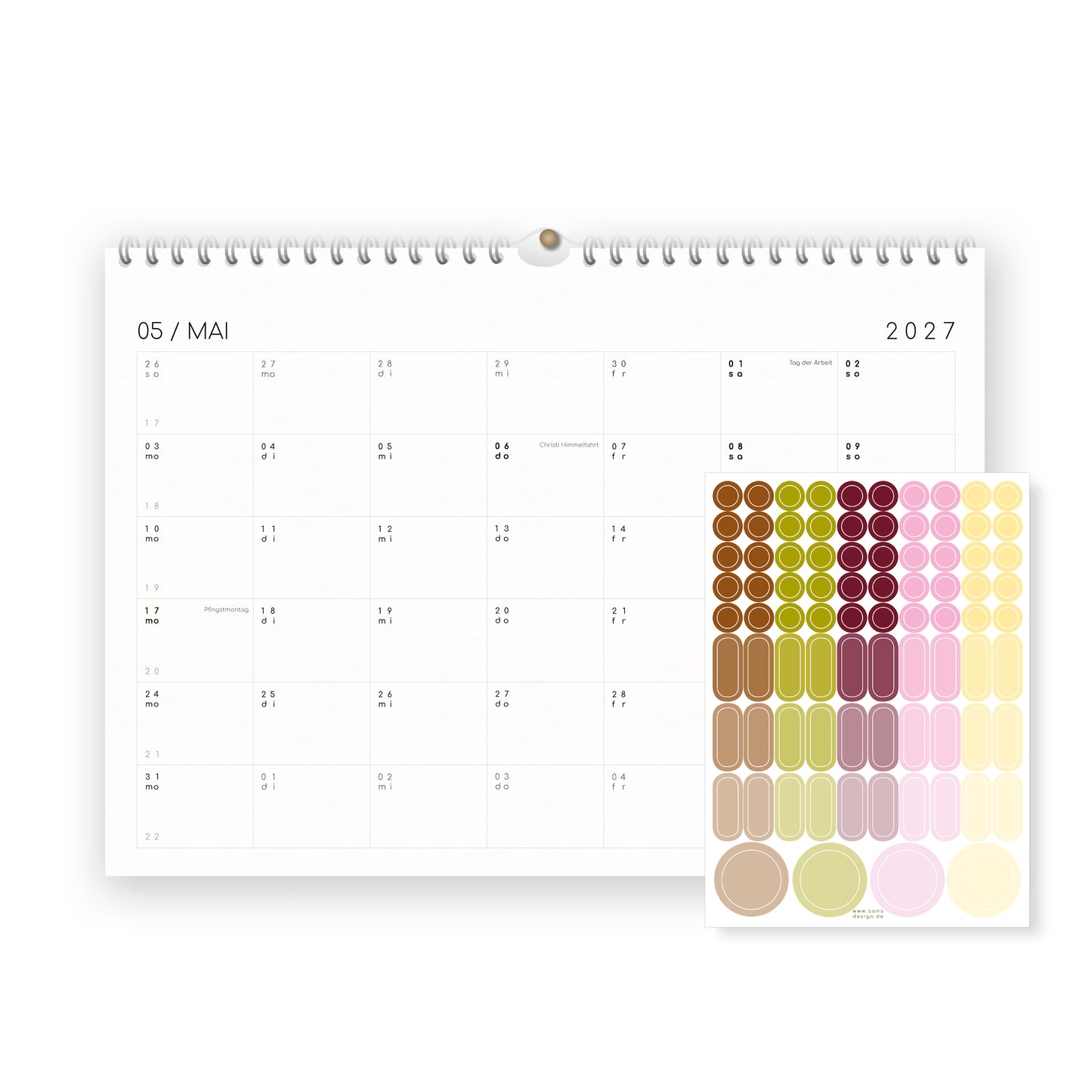 Kalender mit Aufklebern 2027 - A4 / A3