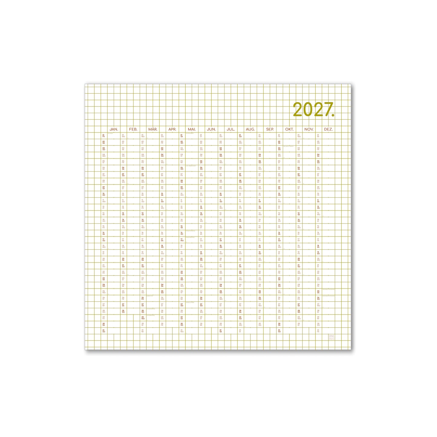 Jahresplaner 2027 - kariert