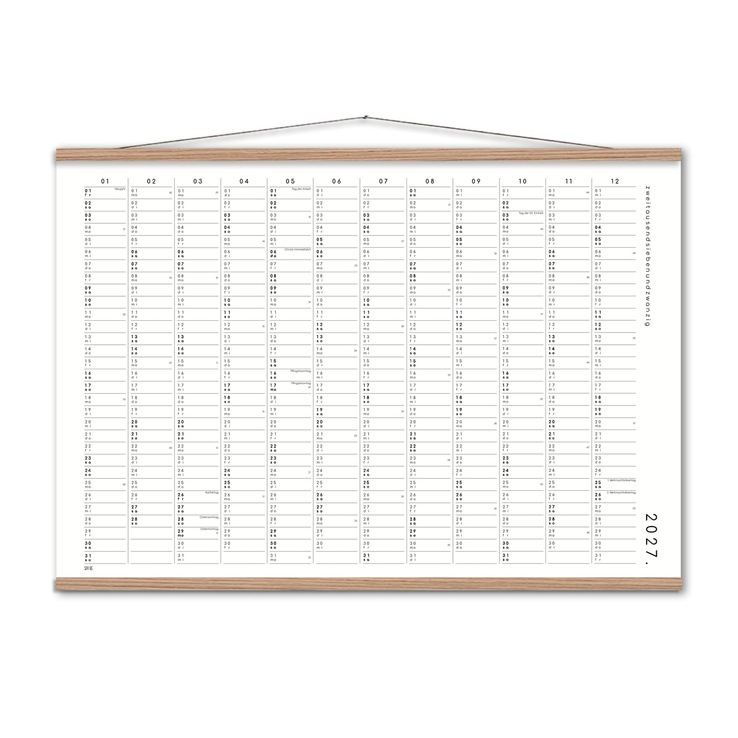 Kalender mit Klebepunkten 2027 - A2 / A1