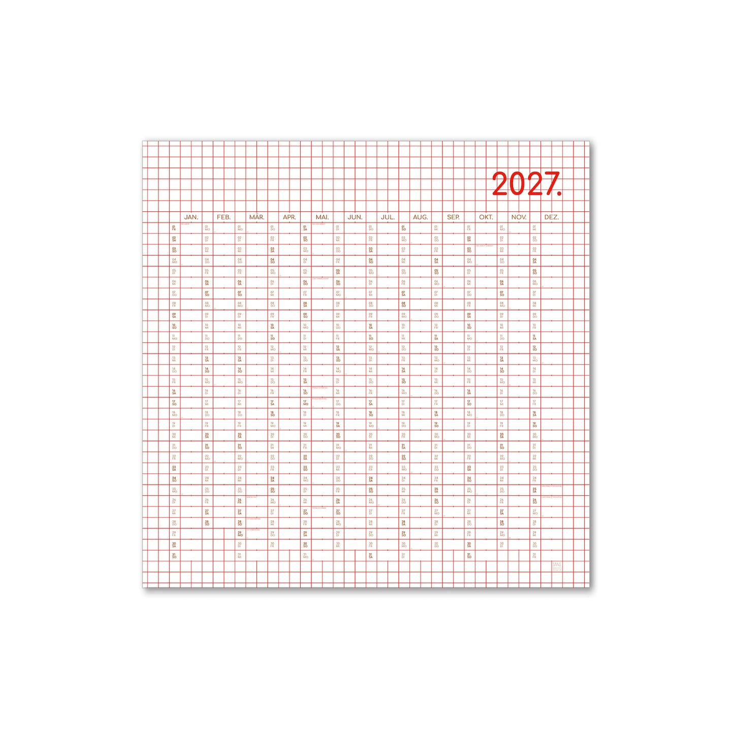 Jahresplaner 2027 - kariert
