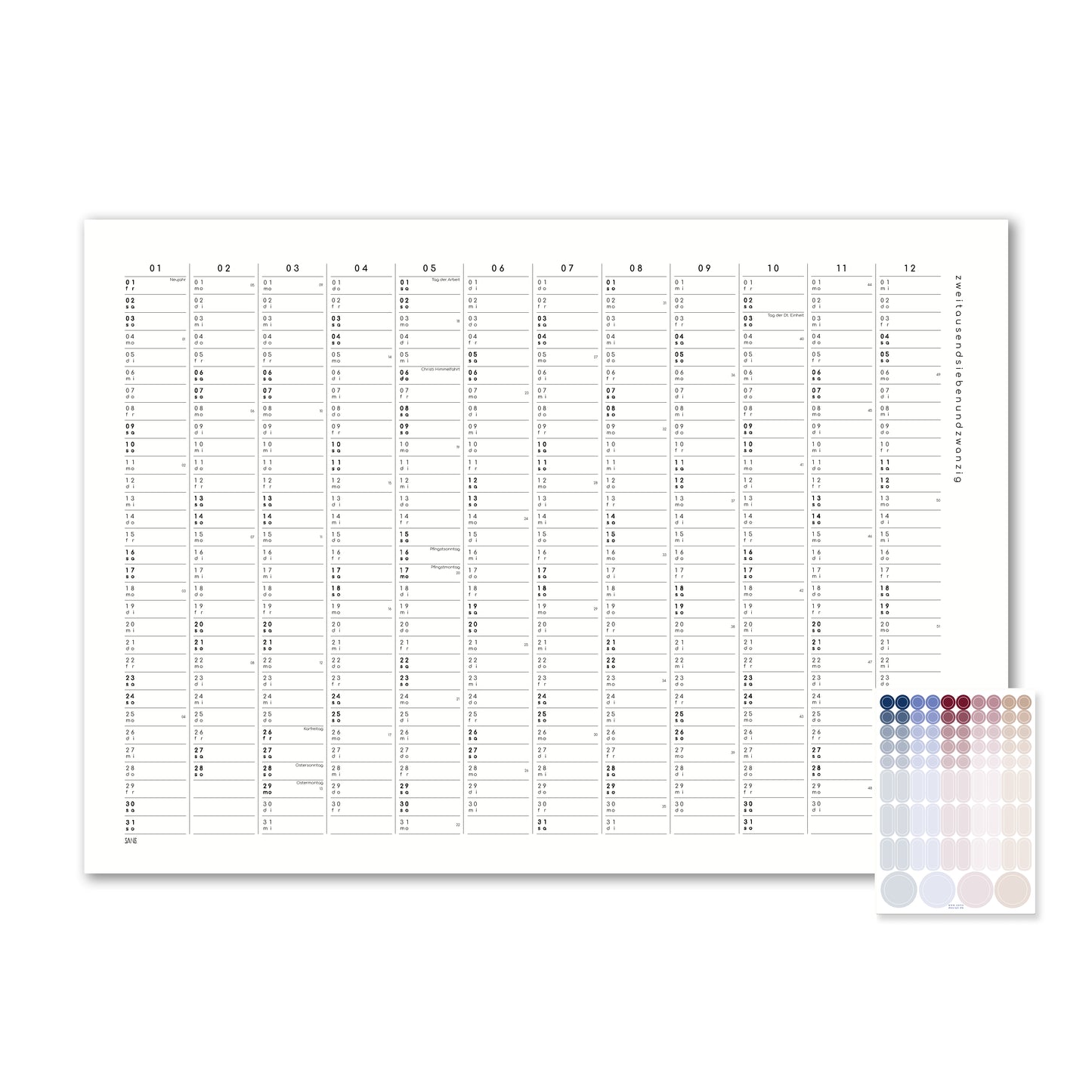 Kalender mit Klebepunkten 2027 - A2 / A1