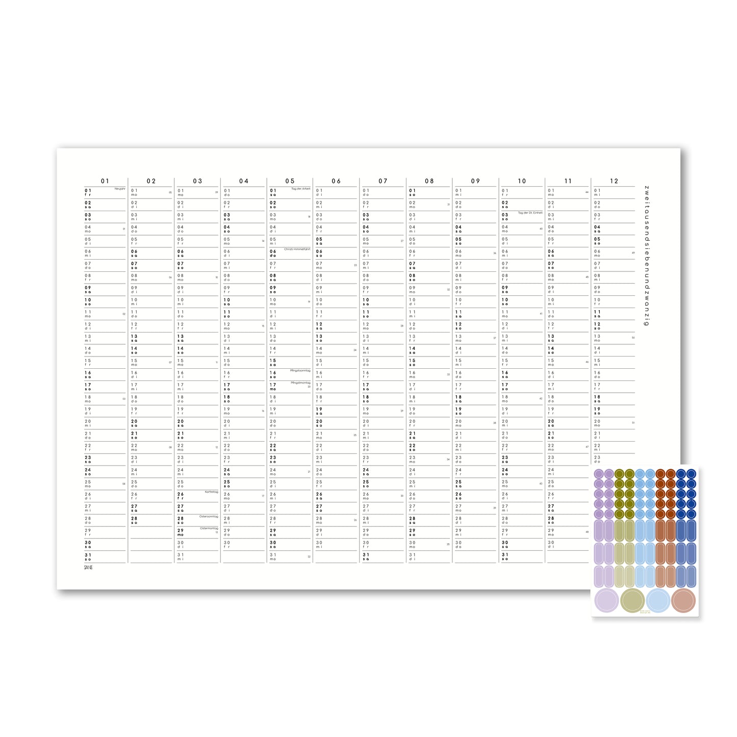 Kalender mit Klebepunkten 2027 - A2 / A1