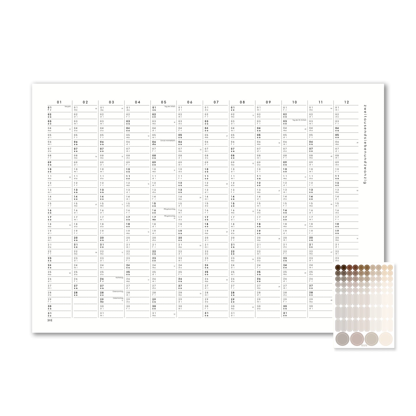 Kalender mit Klebepunkten 2027 - A2 / A1