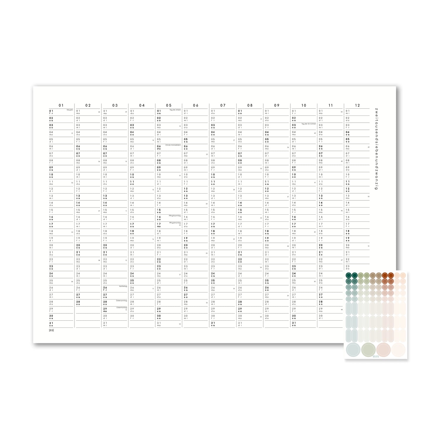 Kalender mit Klebepunkten 2027 - A2 / A1