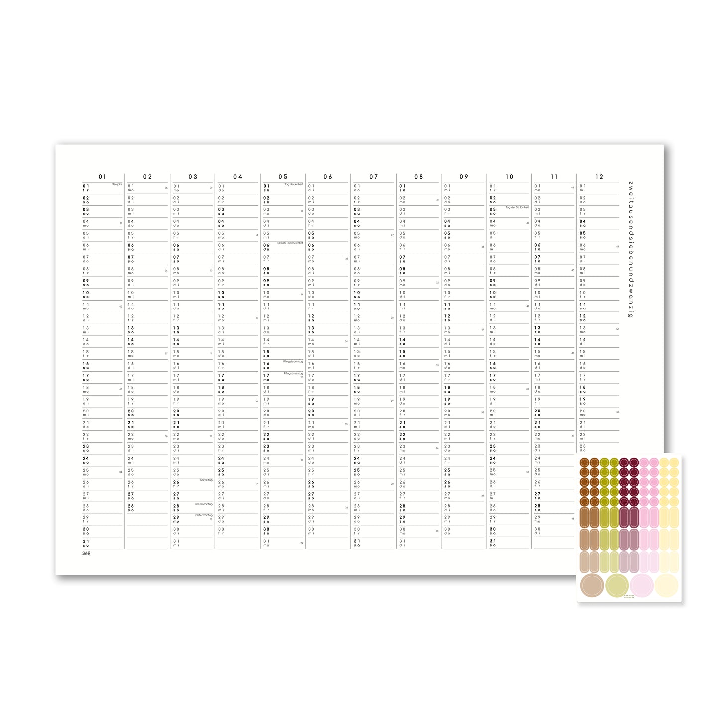 Kalender mit Klebepunkten 2027 - A2 / A1