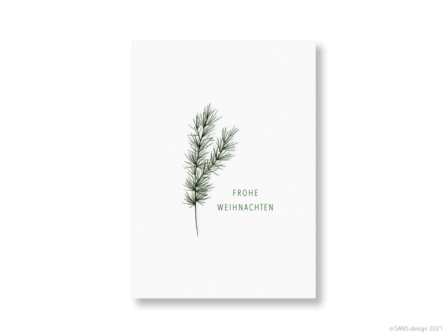 Frohe Weihnachten, Tannenzweig | Post- oder Klappkarte